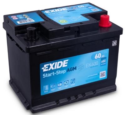 Акумулатор Exide Start-Stop AGM 12V 60Ah 680A EK600