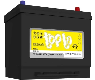 Акумулатор Topla EFB Stop&Go JIS 12V 65Ah 600A /д+/